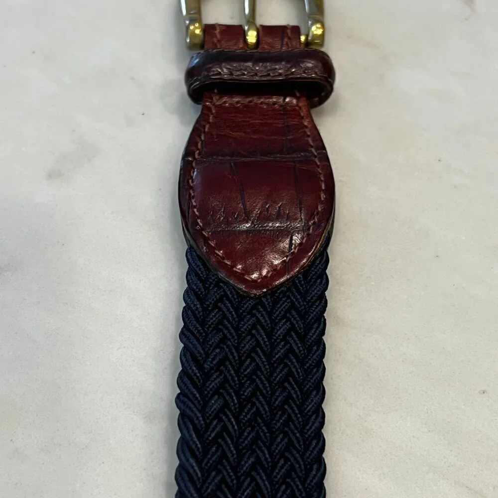 Crookhorn Surcingle Belt Sz 40 Stretch‎ Hand-Woven Brass hardware braided